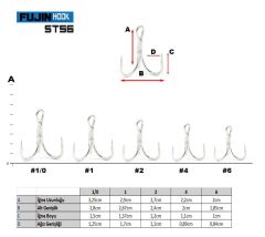 Fujin ST56 Üçlü Maket Balık İğnesi Nickel #6