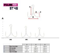 Fujin ST46 Üçlü Maket Balık İğnesi #3 numara