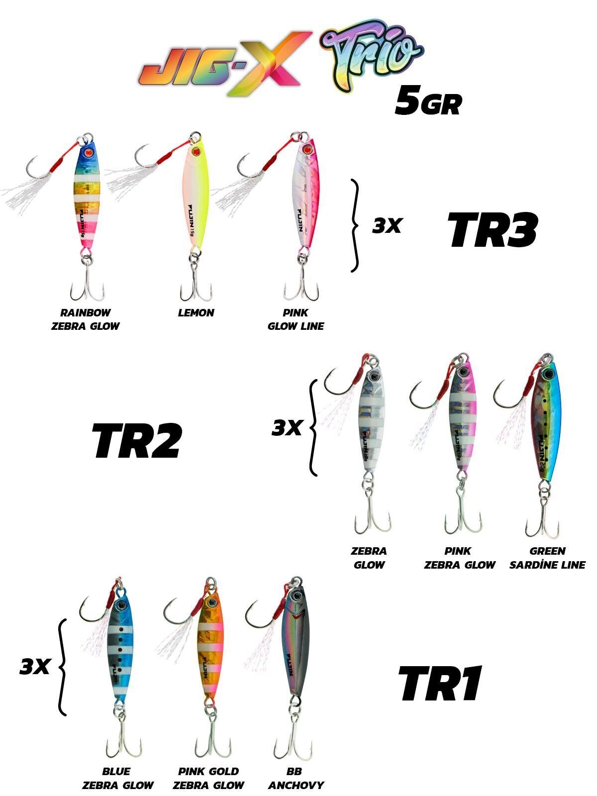 Fujin Jig-X Trio 3lü Micro Jig 5gr #RENK: TR3