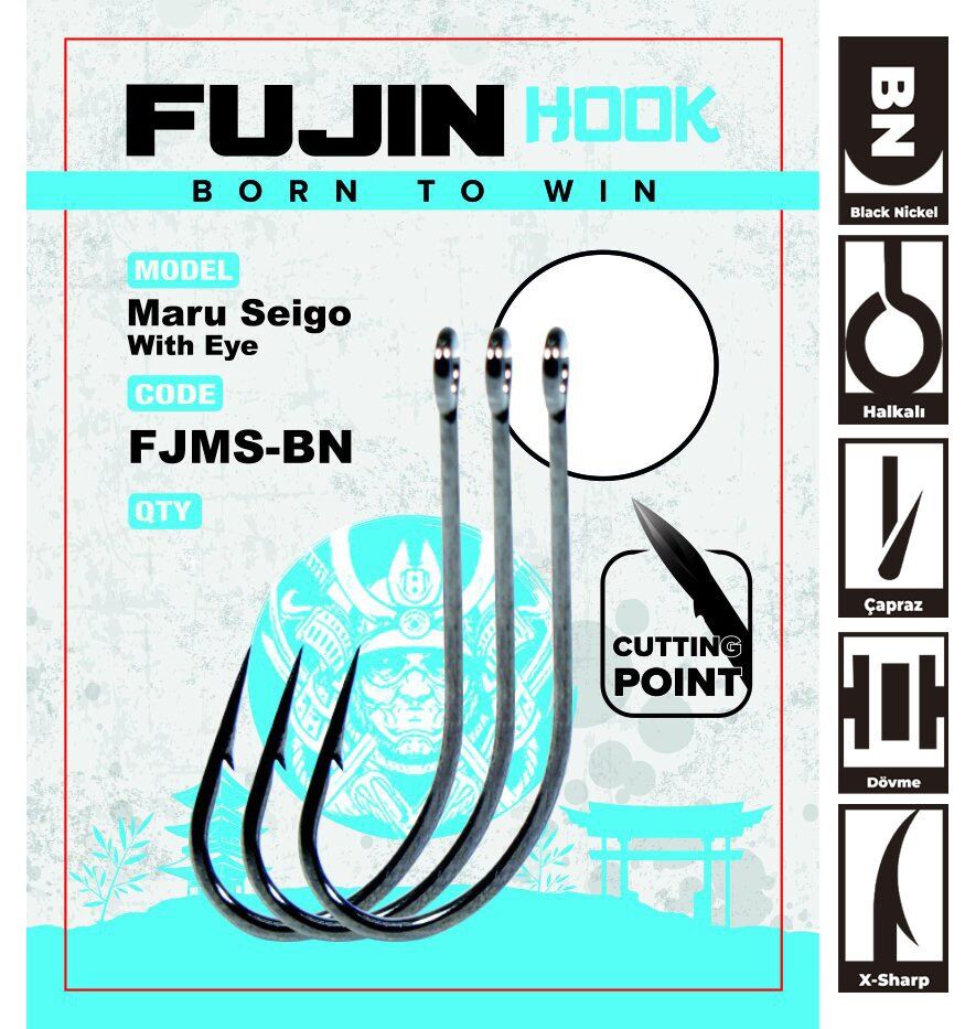 Fujin Maru Seigo With Eye Çapraz Delikli Olta Kancası 6 no