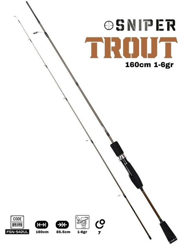 Sniper Trout 160CM 1-6gr Trout Kamışı Brown