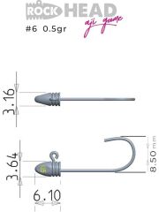 Rock-Head 6no Aji Game Jighead 2,5 gr
