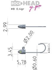 Rock-Head 8no Aji Game Jighead 0,8 gr