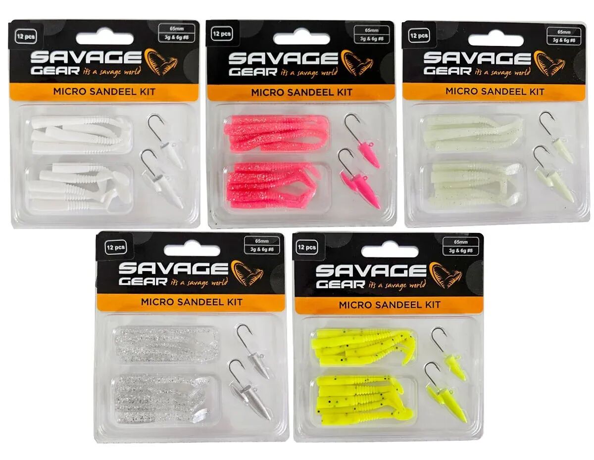 Savage gear Lrf Micro Sandeel Kit 12 Adet(1+1.5+5) Slikon Balık RENK: Glow
