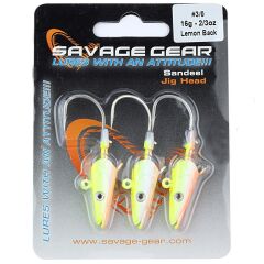Savage gear Sandeel Jig Head 16g 3/0 - 3pcs Lemon Back Jig Head