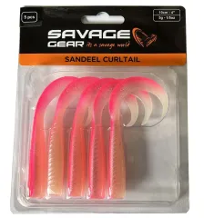 Savage Gear LB Sandeel Curltail 10cm 5 Adet Silikon Balık #Renk:Pink Glow Back