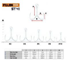 Fujin ST41 Üçlü Maket Balık İğnesi Nickel #6 numara
