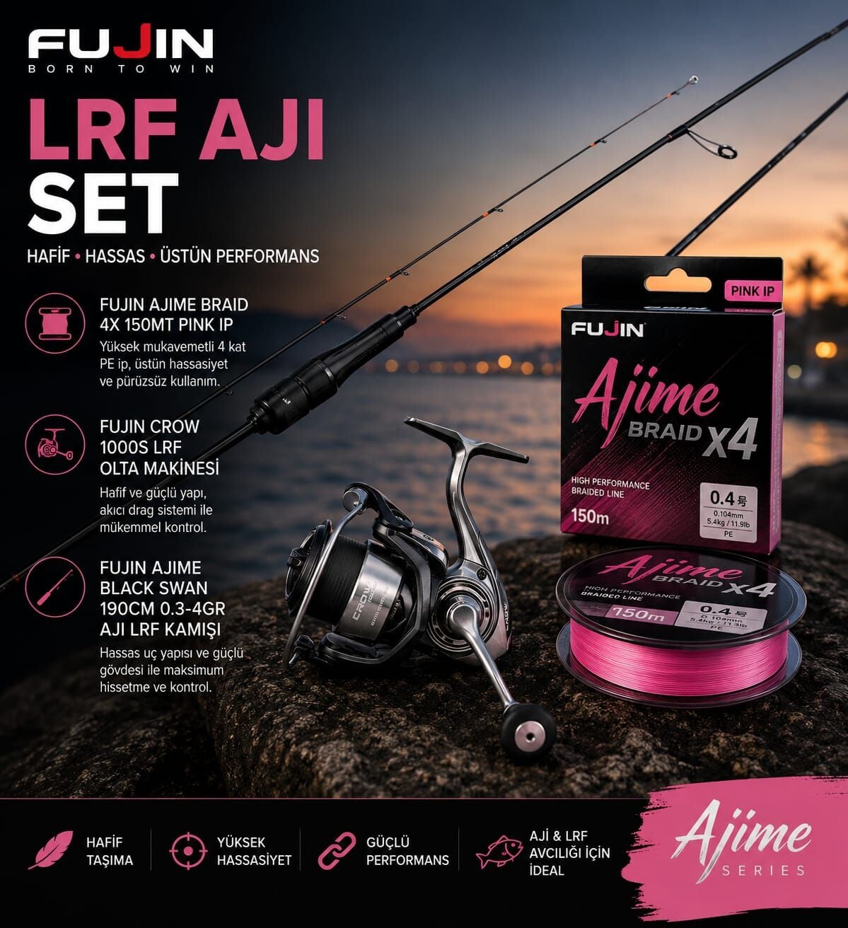 Fujin AJI Master Set | Crow 1000S ve Ajime Black Swan Kombini