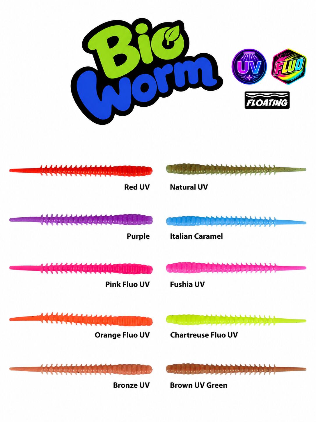 Fujin Bio Worm 6cm Floating Sıvılı Kokulu LRF Silikonu Chartreuse Fluo UV