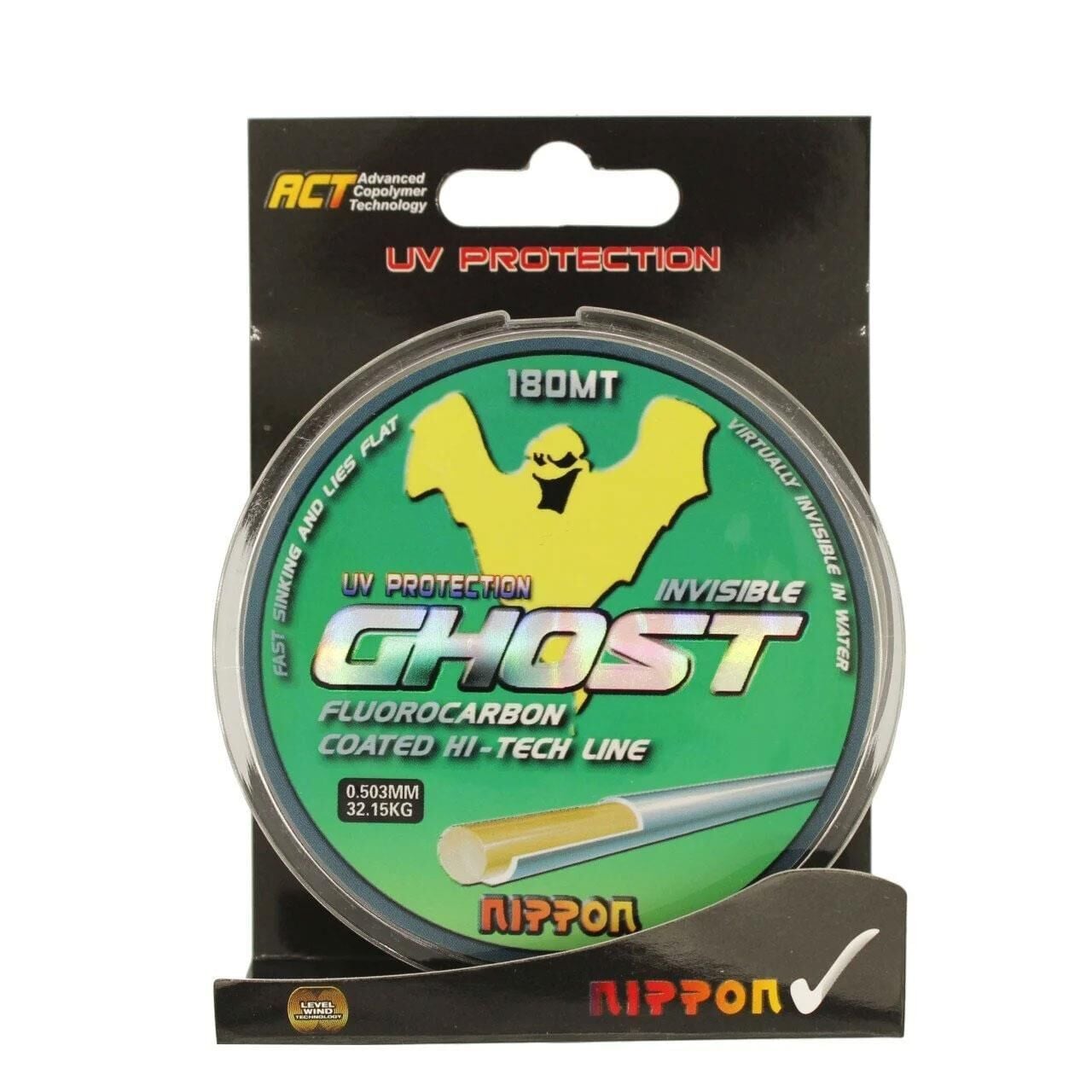 Nippon Ghost 180 mt Fluorocarbon Misina - 0.21 mm