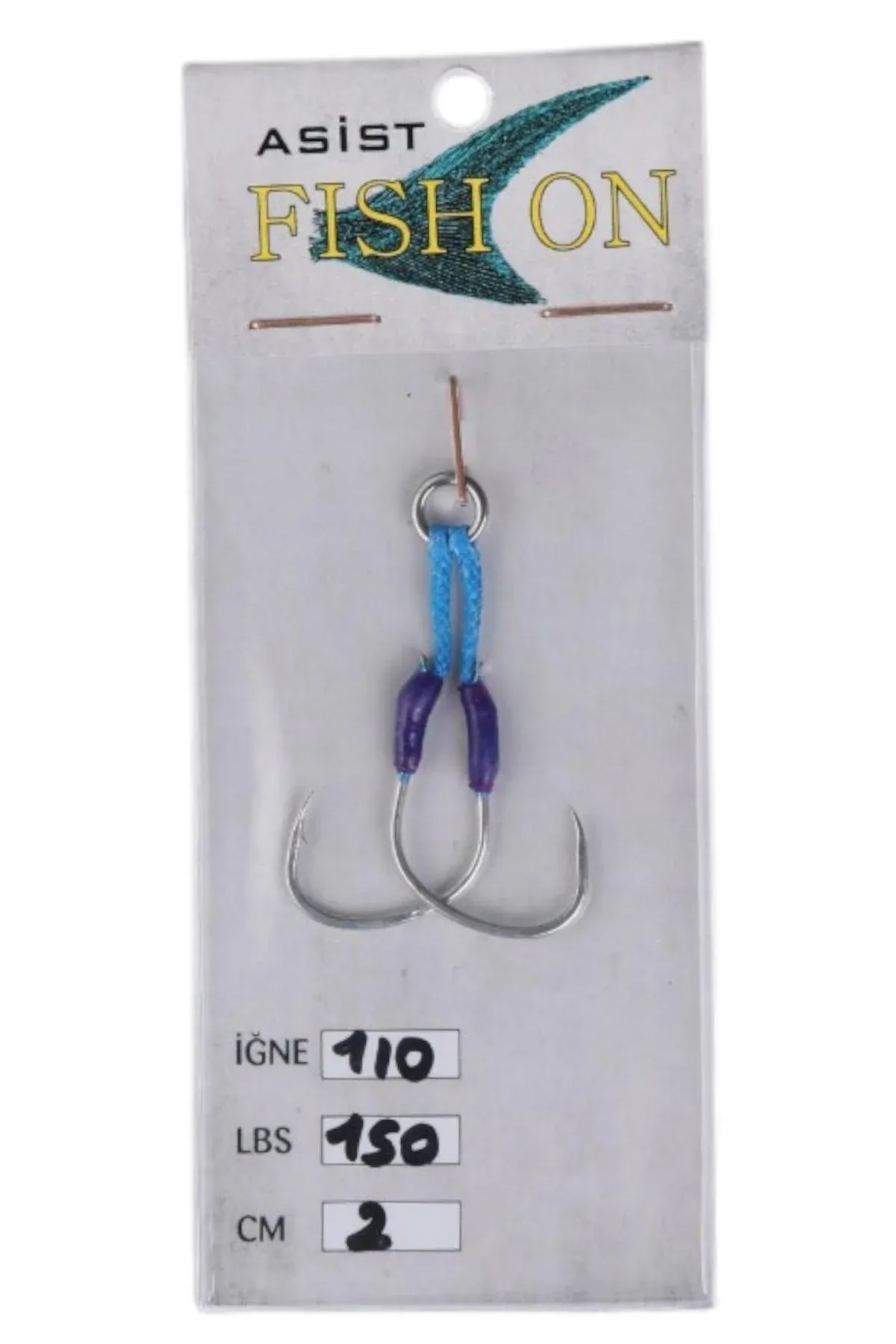 fish on asist iğne 1/0 numara iğne/2 cm /150 lb mor