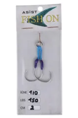 fish on asist iğne 1/0 numara iğne/2 cm /150 lb mor