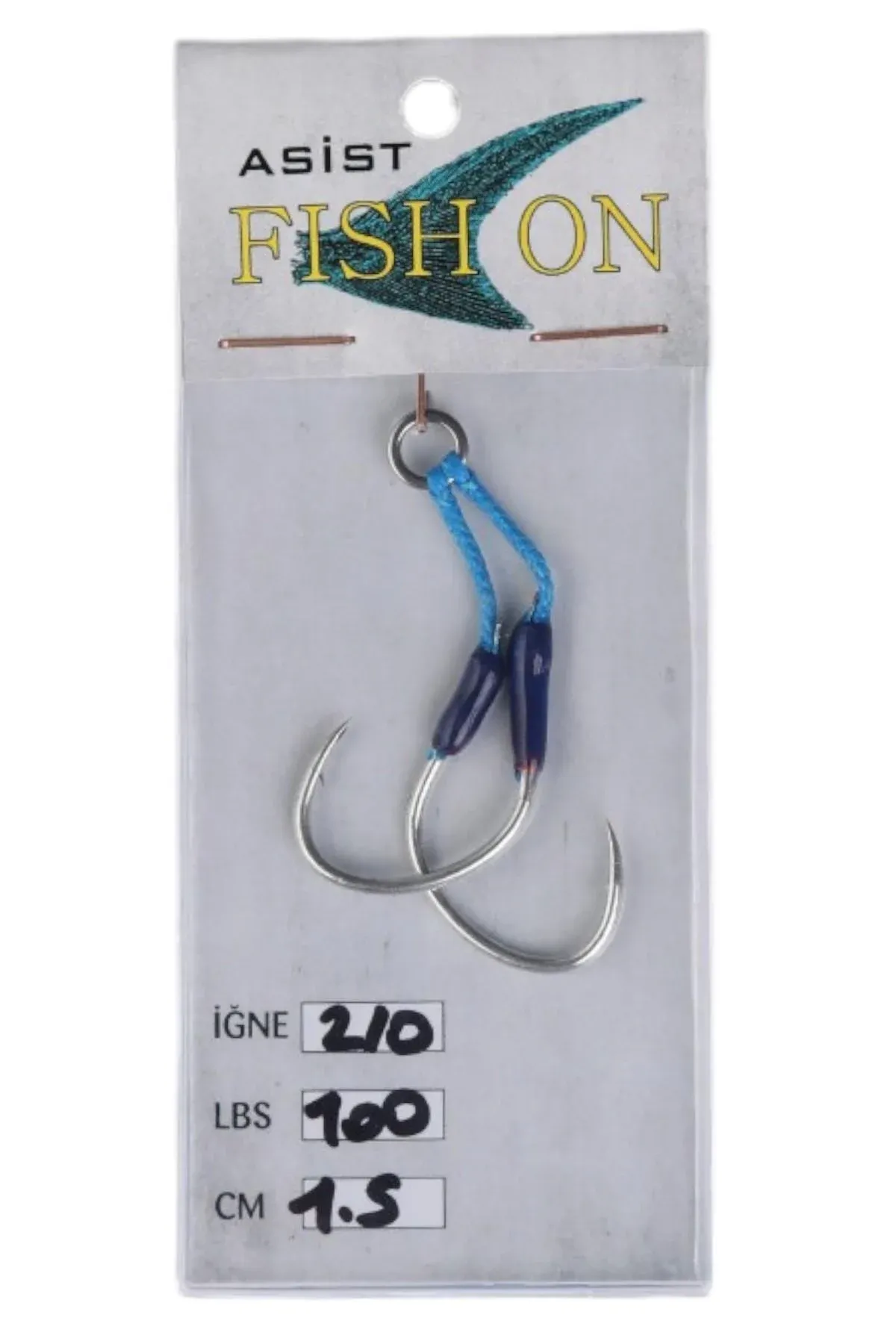 fish on asist iğne 2/0 numara iğne/1,5 cm /100 lb mor