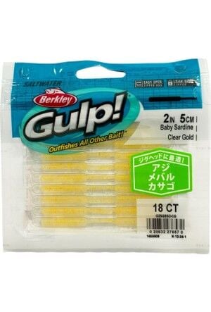 Berkley Gulp SW Baby Sardine Sahte Yemi renk: clear gold