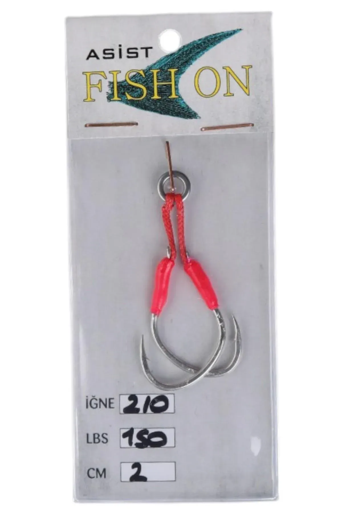 fish on asist iğne 2/0 numara iğne/2 cm /150 lb pembe