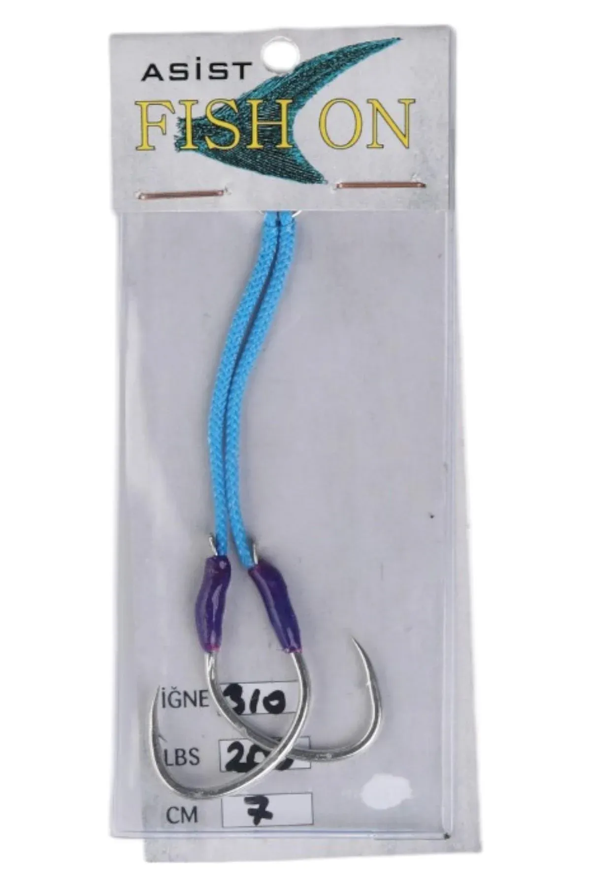 fish on asist iğne 3/0 numara iğne/7 cm /200 lb mor