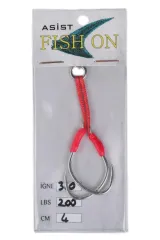 fish on asist iğne 3/0 numara iğne/4 cm /200 lb pembe