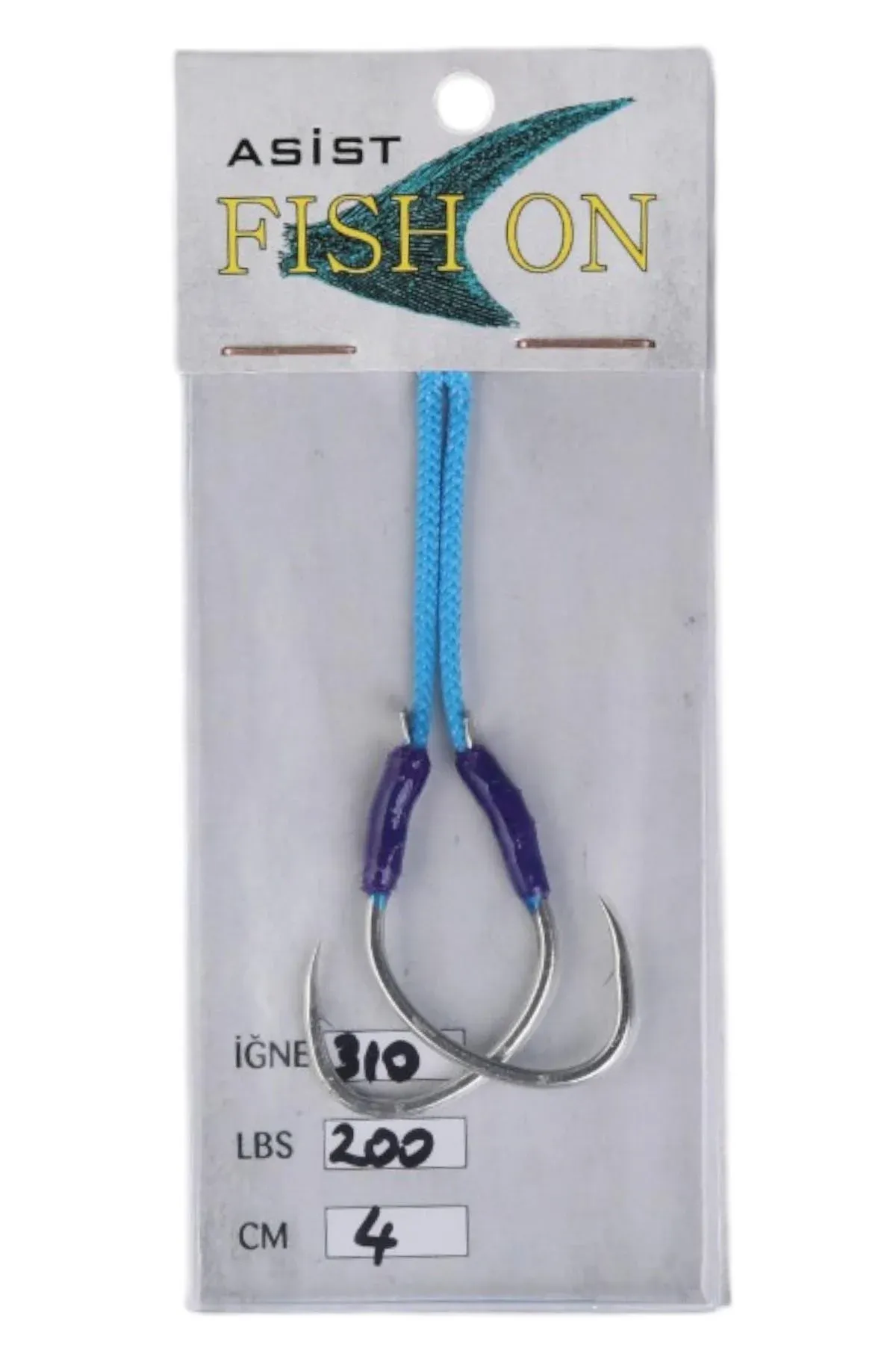 fish on asist iğne 3/0 numara iğne/4 cm /200 lb mor