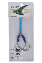 fish on asist iğne 3/0 numara iğne/4 cm /200 lb mor