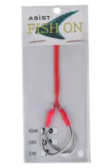 fish on asist iğne 3/0 numara iğne/7 cm /150 lb pembe