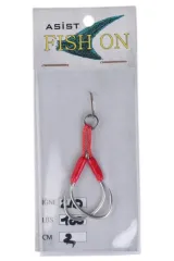 fish on asist iğne 3/0 numara iğne/2 cm /150 lb pembe